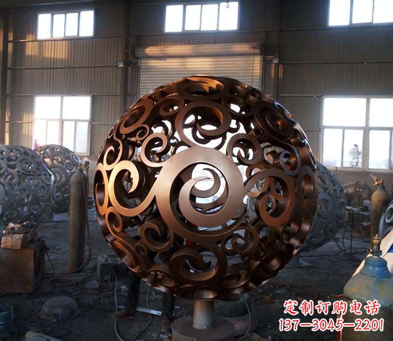 廣場不銹鋼景觀鏤空球雕塑1