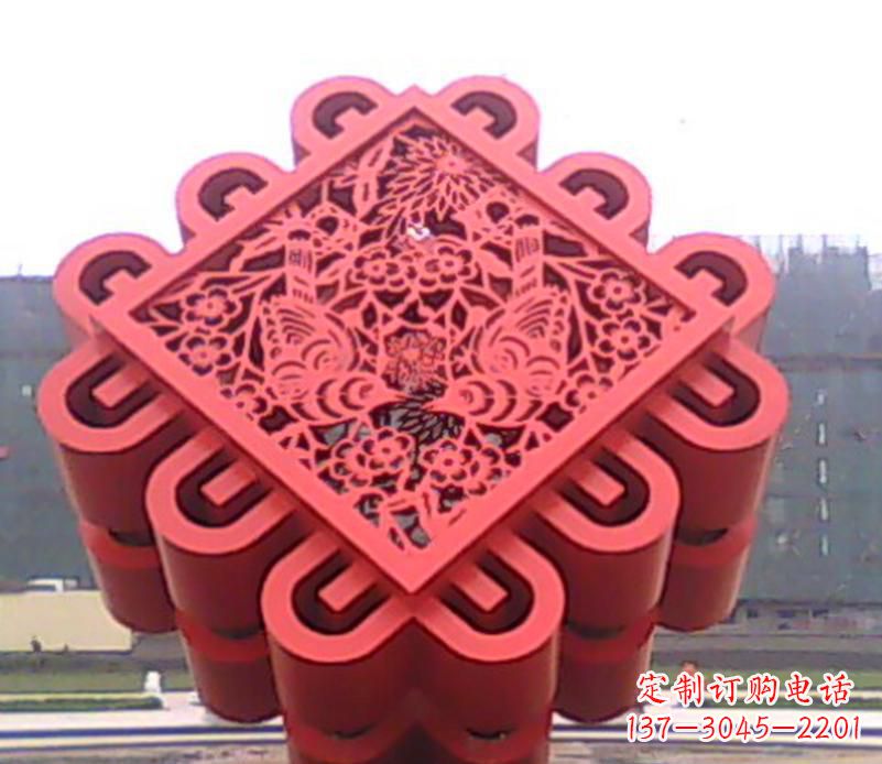 廣場不銹鋼中國結方塊雕塑