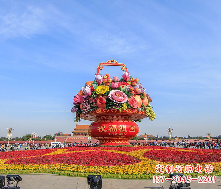 大型不銹鋼花籃雕塑，藝術(shù)締造美好景觀