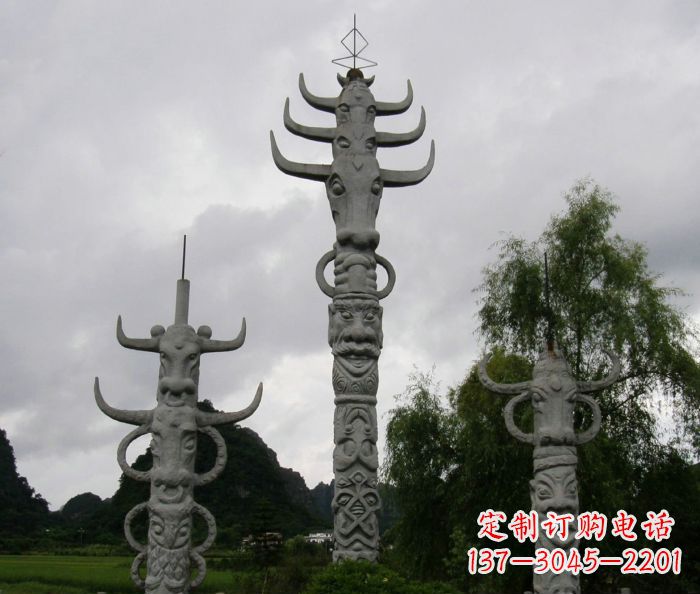 廣場景觀圖騰柱石雕