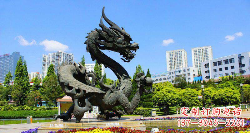 廣場龍戲珠景觀銅雕