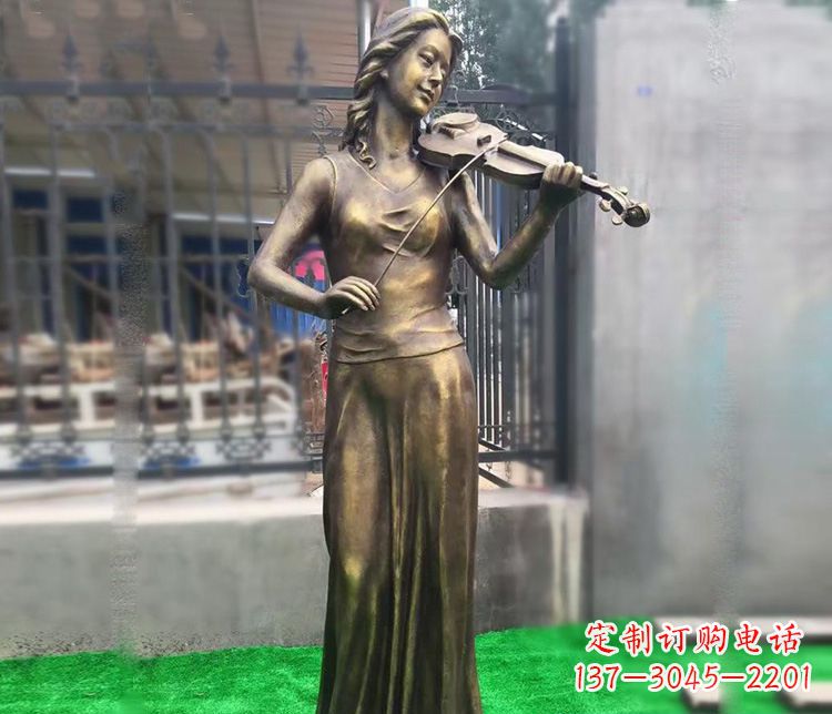 廣場歐式拉小提琴人物銅雕