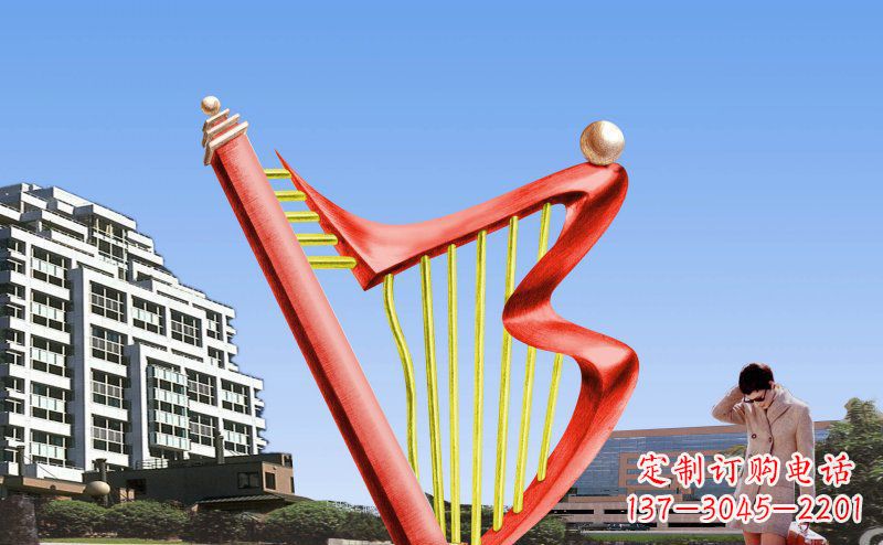 廣場豎琴不銹鋼雕塑