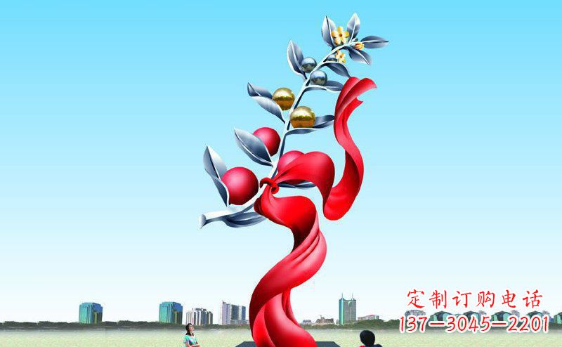 廣場(chǎng)碩果不-銹-鋼-雕-塑-