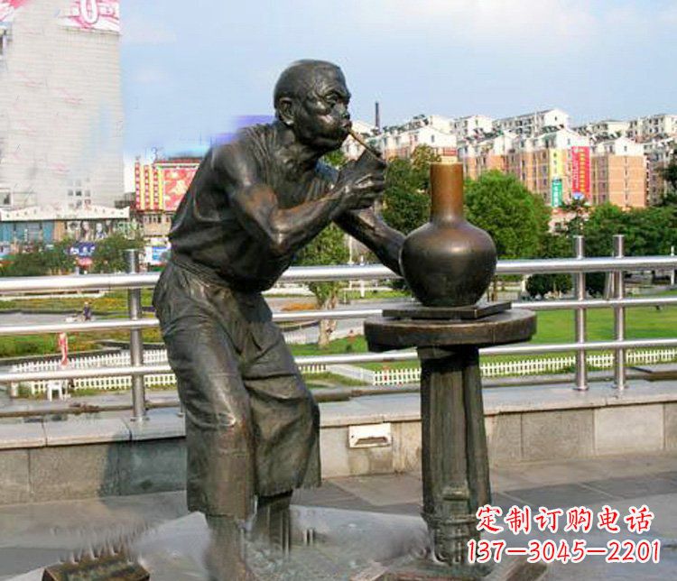 廣場銅雕吸煙人物雕塑