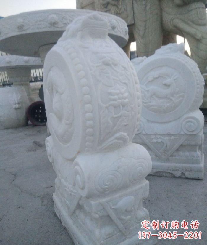 漢白玉抱鼓石招財石門墩 (3)
