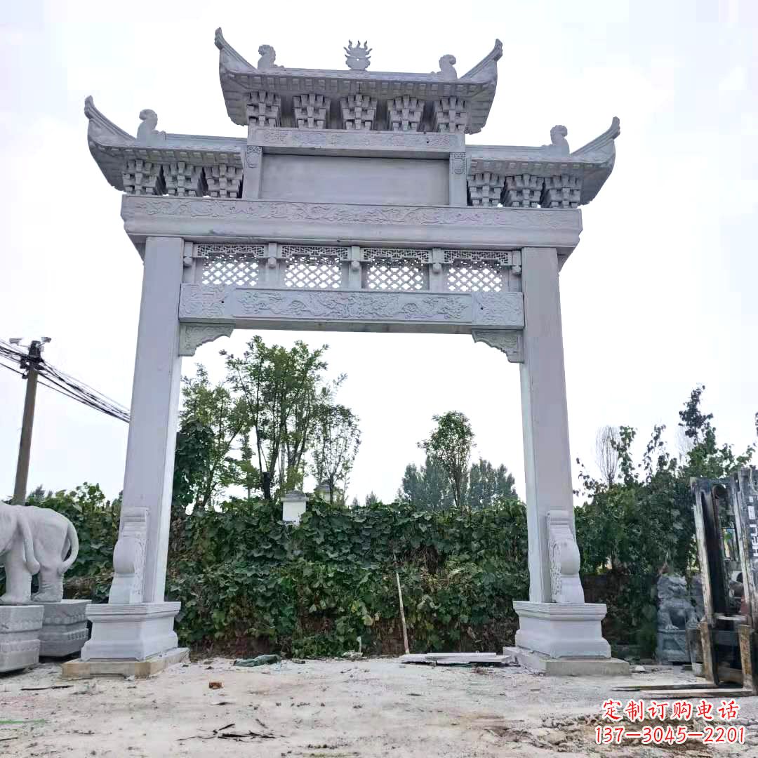 漢白玉單門石牌坊 