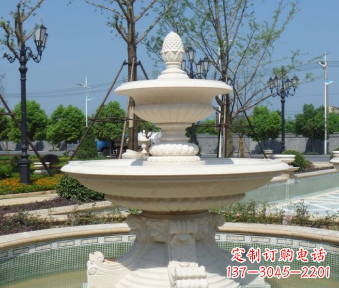 漢白玉多層噴泉石雕