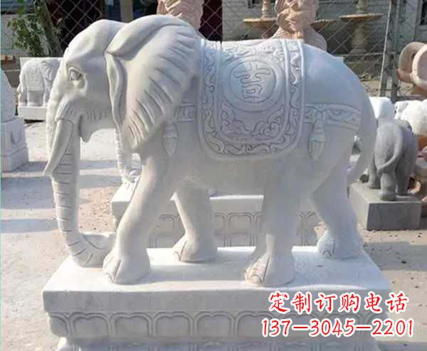 漢白玉吉祥如意招財鎮宅大象石雕_1