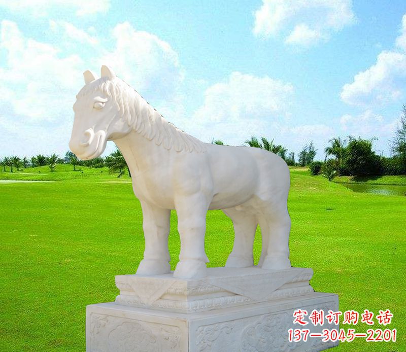漢白玉馬石雕廣場動物雕塑