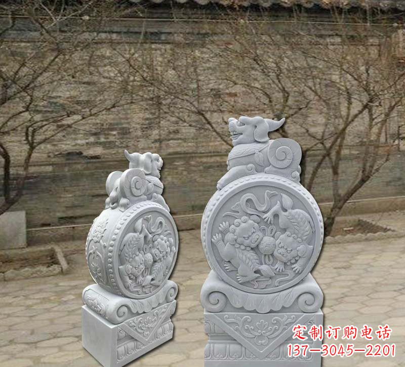 漢白玉貔貅門(mén)墩