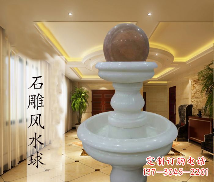 風水球雕塑 - 漢白玉/雙層/風水球/別墅/石雕 風水球雕塑 - 漢白玉/雙層/風水球/別墅/石雕
