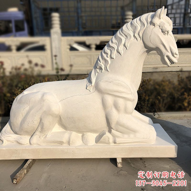 漢白玉臥馬雕塑