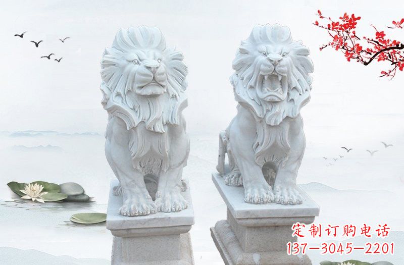 漢白玉西洋獅子