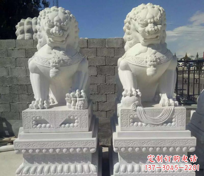 漢白玉鎮宅獅子石雕塑