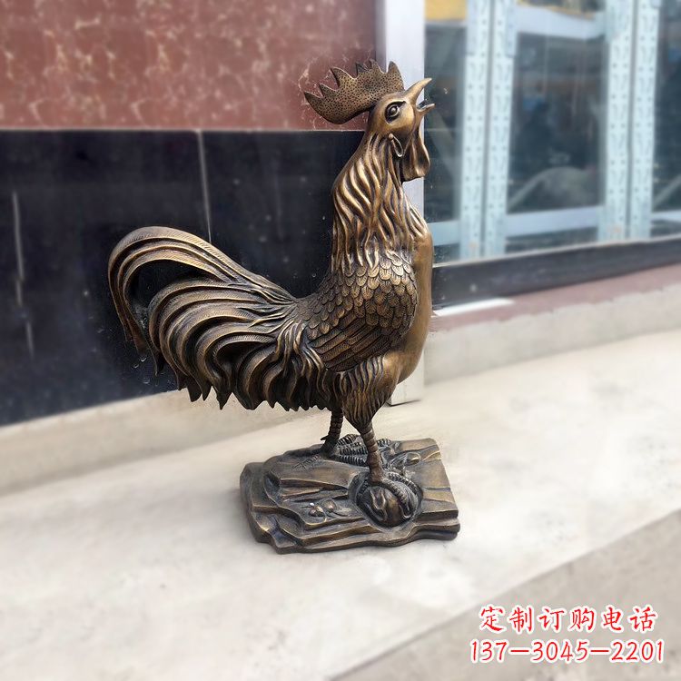 金雞報曉生肖動物純鑄銅雕塑