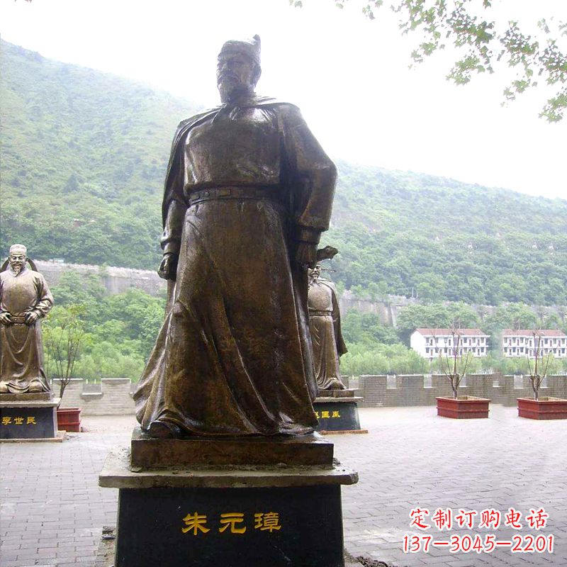 景區廣場古代帝王明太祖朱元璋銅雕塑像
