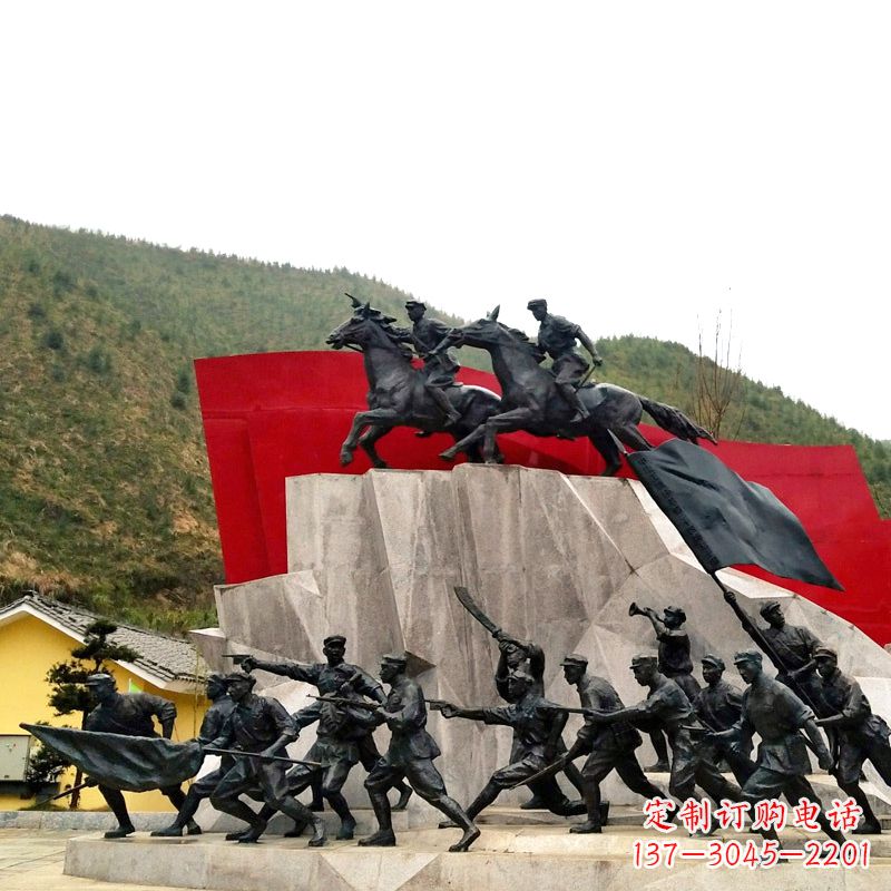 景區(qū)景點抗戰(zhàn)主題沖鋒部隊銅雕人物景觀