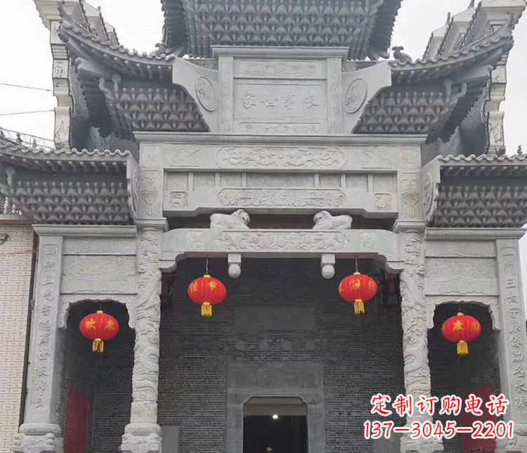 景區三門牌坊石雕_2 (3)