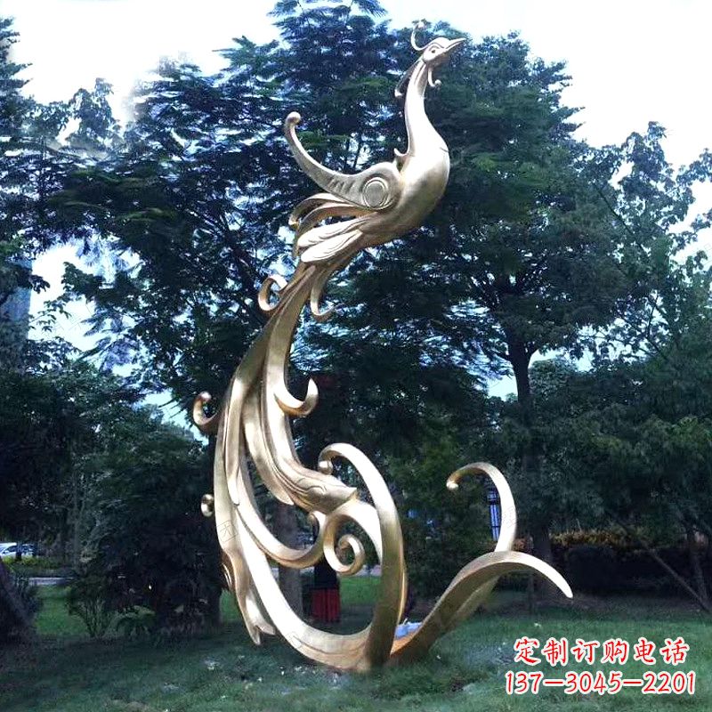 鏡面不銹鋼鳳凰雕塑