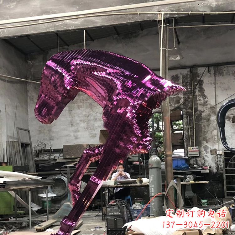 烤漆創意不銹鋼馬頭雕塑