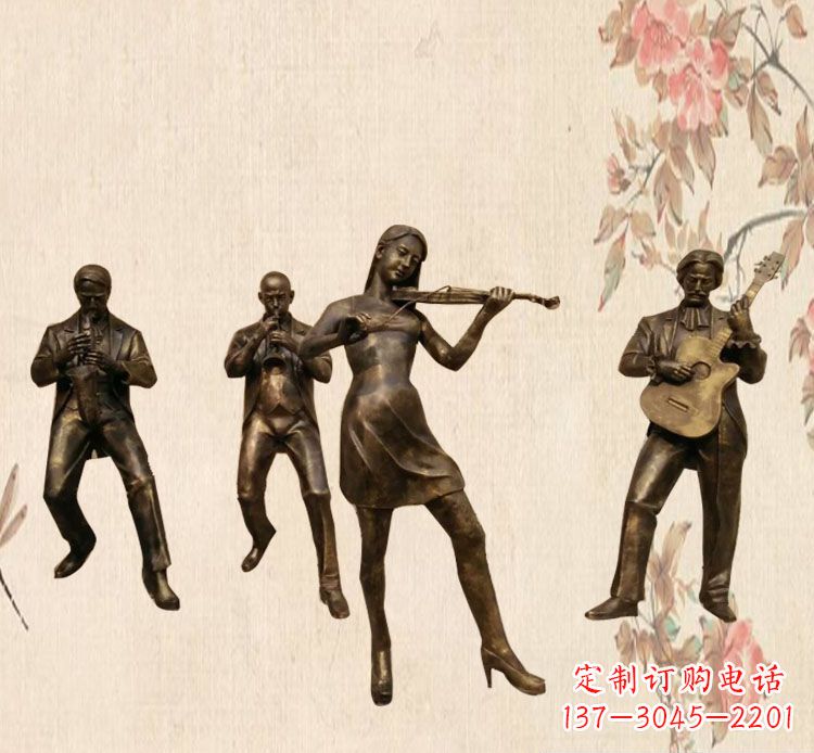 樂隊演奏人物銅雕塑