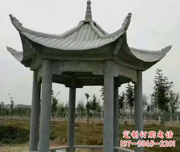 六角石雕涼亭 (3)