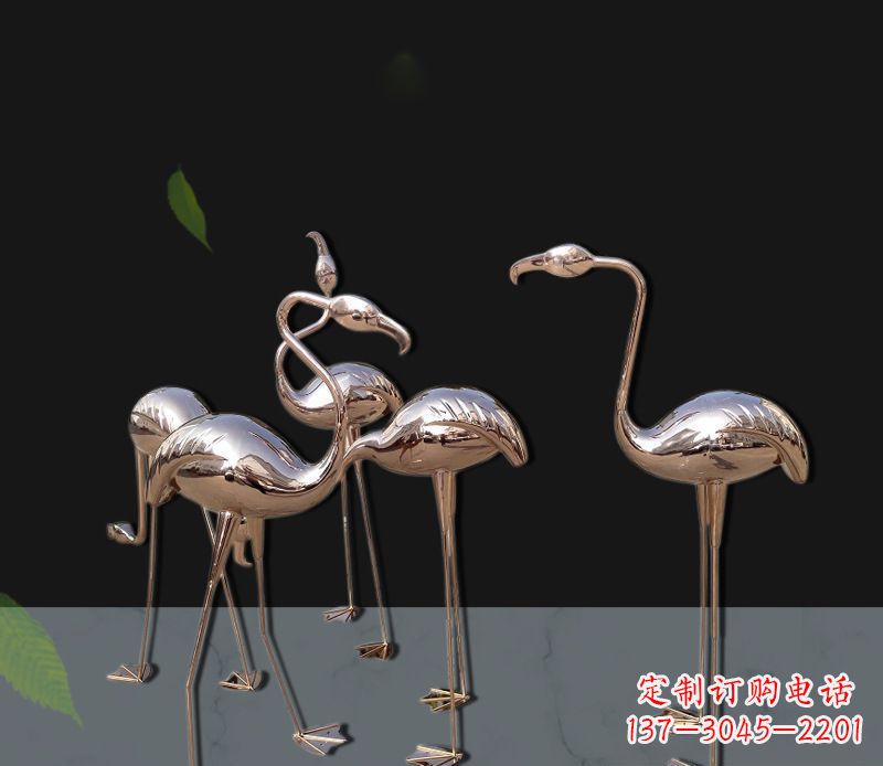 玫瑰金不銹鋼火烈鳥雕塑，藝術(shù)品的魅力