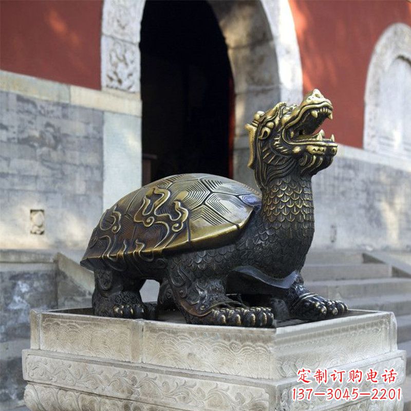 彌勒佛坐赑屃雕塑-寺廟大門神獸動物雕塑