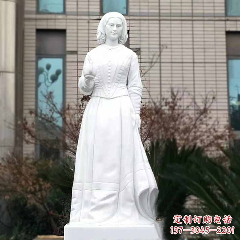 南丁格爾漢白玉石雕塑-醫院醫學院著名人物雕像
