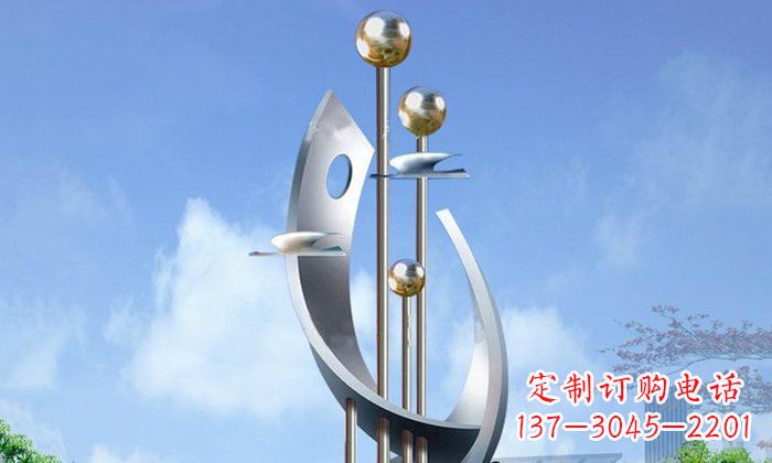 企業不銹鋼抽象揚帆未來雕塑