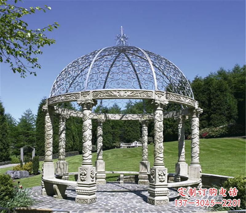 青石大型景觀涼亭雕塑