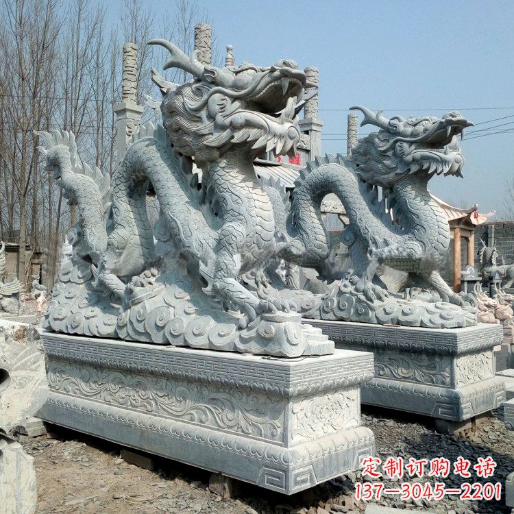 青石龍雕塑(一對)