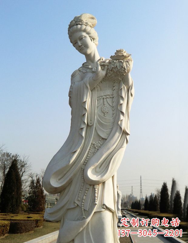 十二花神之四月牡丹楊玉環漢白玉古代美女雕像