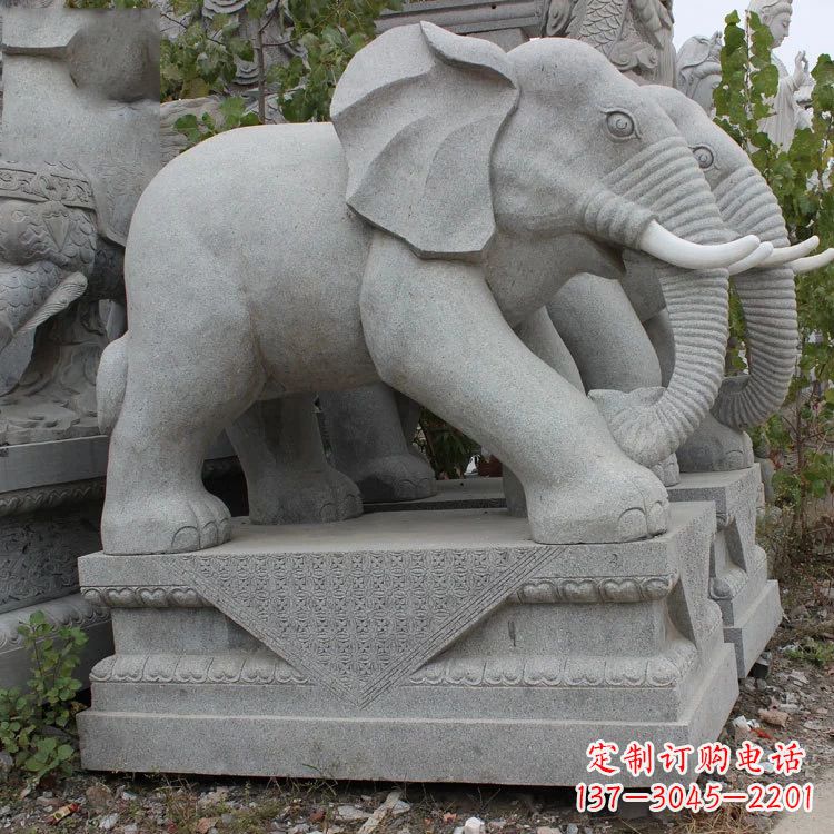 石雕大象園林雕塑