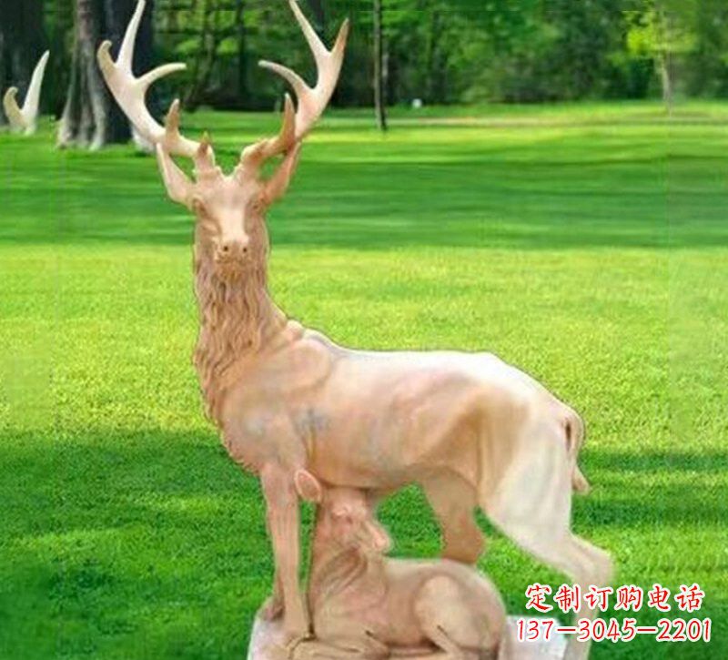 石雕鹿動物雕塑