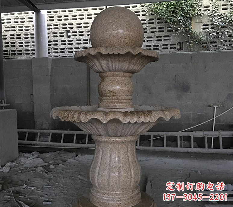 石雕噴泉小魚