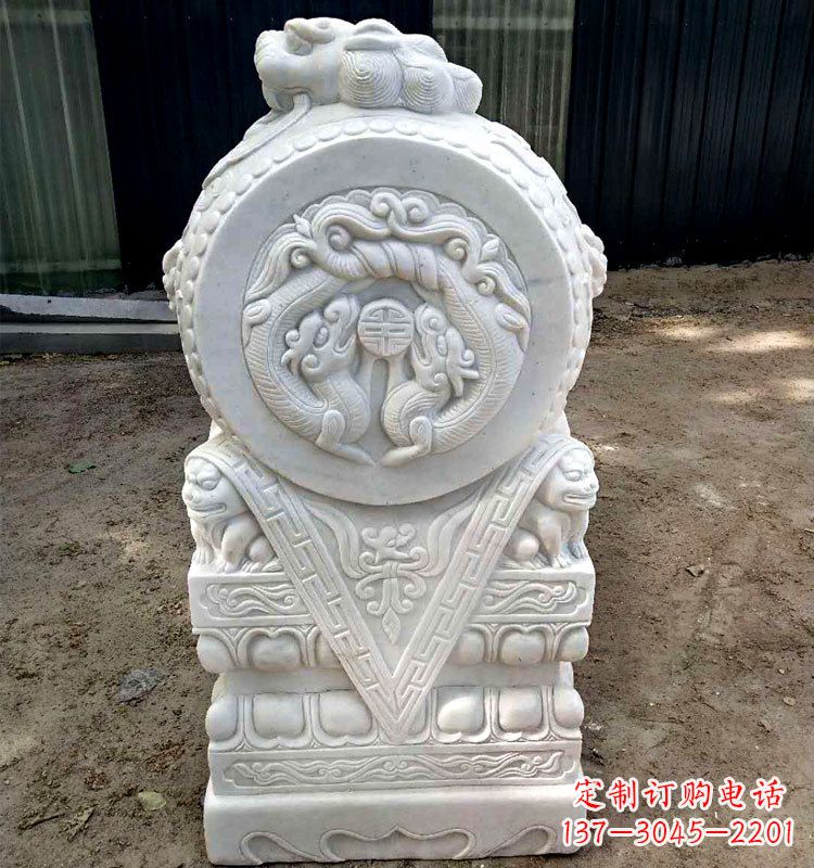 石雕麒麟門墩 石雕麒麟門墩