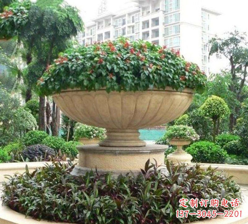 石雕小區花盆