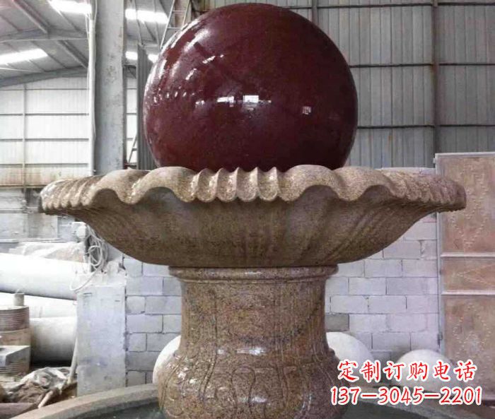 石來運轉小型風水球噴泉石雕 (2)