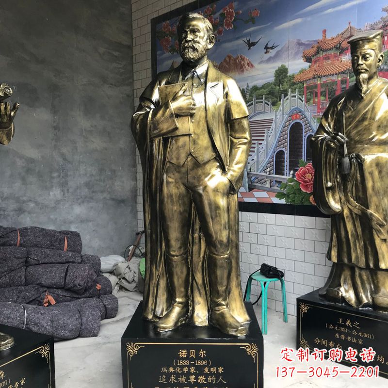 世界名人瑞典著名化學家諾貝爾仿銅雕像