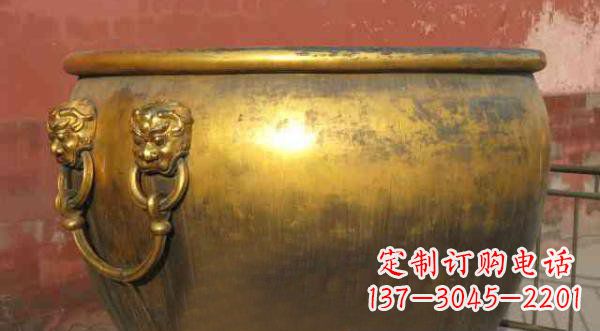寺廟水缸銅雕 (2)