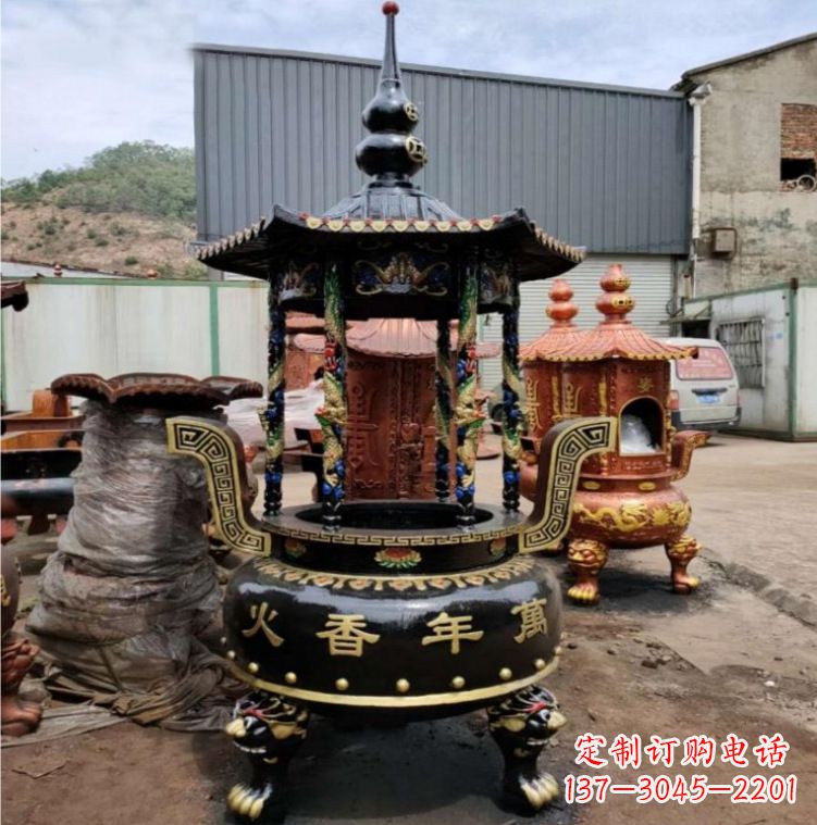 鐵香爐銅雕