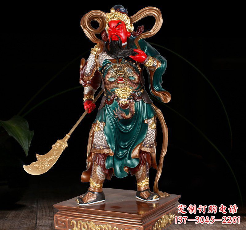 銅雕彩繪關公
