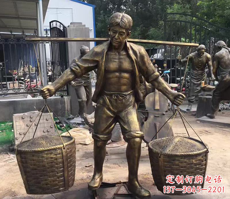 銅雕廣場步行街農民工雕塑