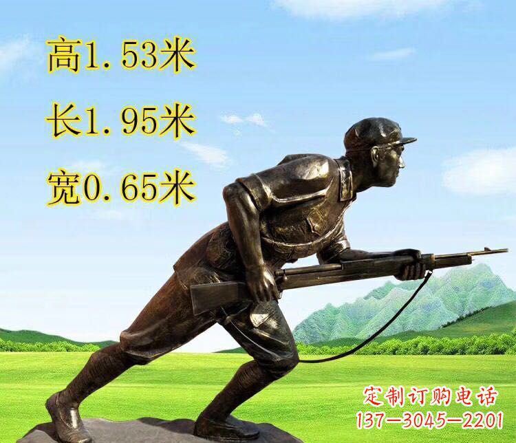 銅雕拿槍戰士雕塑