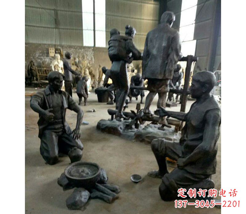 銅雕商業街喝酒人物雕塑