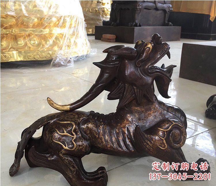 銅雕招財(cái)辟邪貔貅雕塑擺件