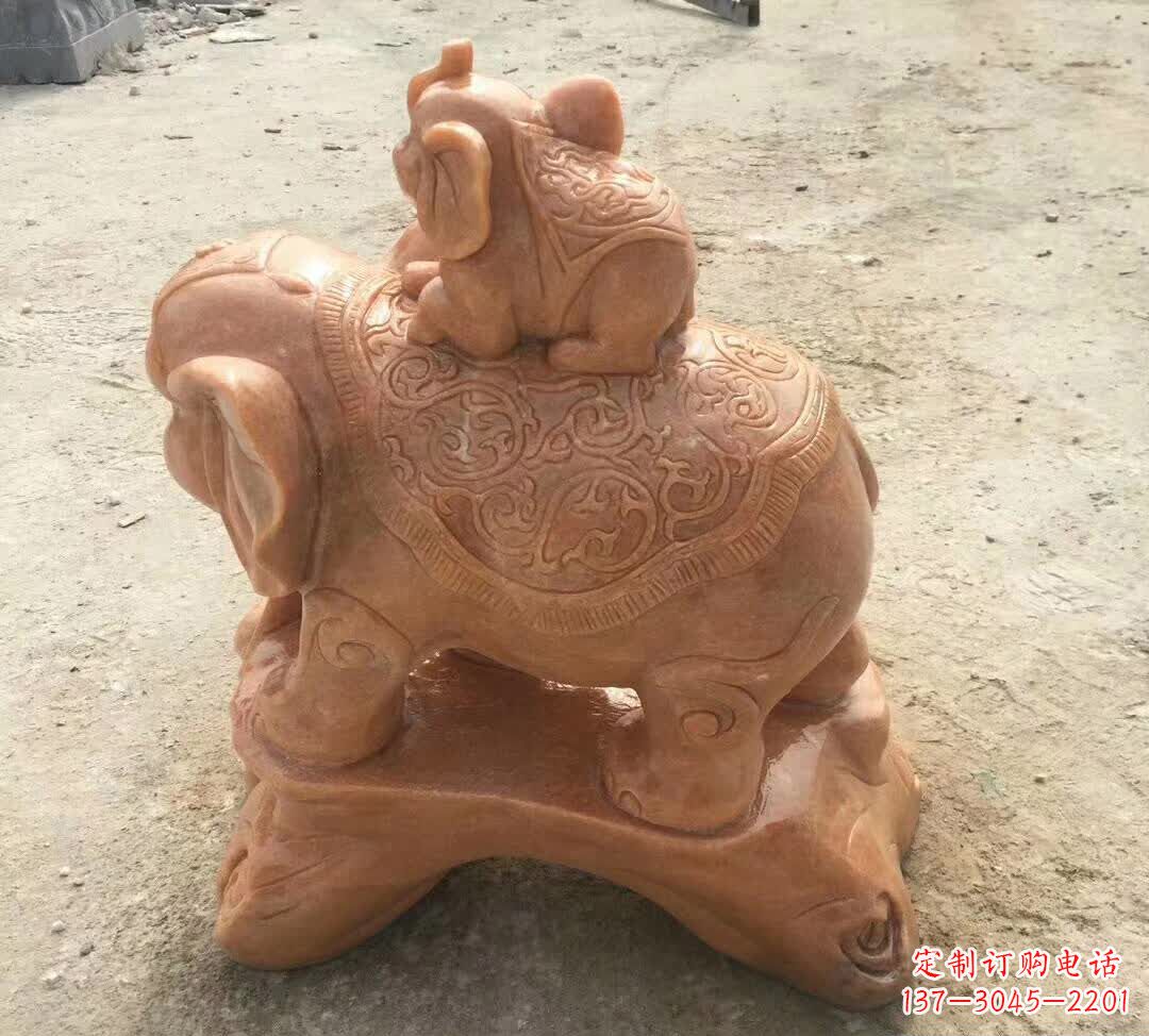 晚霞紅小象招財動物