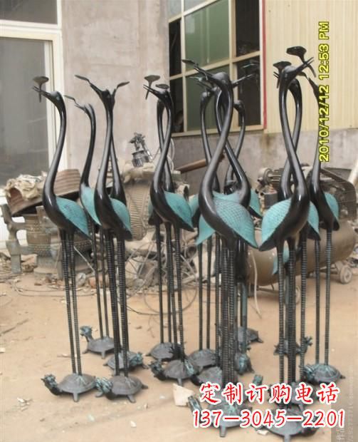 仙鶴動物銅雕